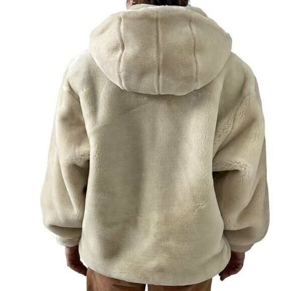 Vintage 1970s Neiman Marcus White Soft Faux Fur Retro Bomber Teddy Jacket Sz M - Picture 7 of 7